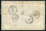 Stamp of Egypt » French Post Offices » Mixed Frankings 1869 (18.2) Incoming folded entire letter from Paris to Kilomètre 34 on the Suez Canal, combination franking