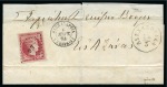 Stamp of Egypt » Greek Post Office » Alexandria 1864 (6.3) Folded cover franked by 1862-67 80 lep Carmine on pale rose, cancelled by crisp clear diamond of dots with “97”