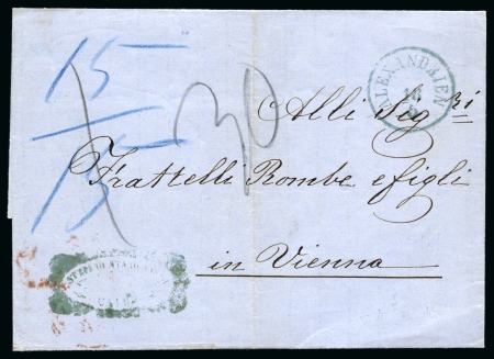 Stamp of Egypt » Austrian Post Offices » Alexandria 1861 (18.5) Folded cover from Cairo via Alexandria to Vienna, sent from Cairo by the Posta Europea and Austrian PO in Alexandria