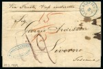 Stamp of Egypt » Austrian Post Offices » Alexandria 1859 (10.2) Folded stampless entire Alexandria to Livorno, bearing “ALEXANDRIEN/ 10.2” small type datestamp in blue
