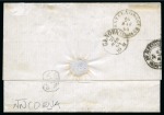 Stamp of Egypt » Austrian Post Offices » Alexandria 1864 (14.3) Folded entire via Trieste to Genova, franked 1863 2 s. yellow, three singles, 5 s. rose and 15 s. brown (creased) pair