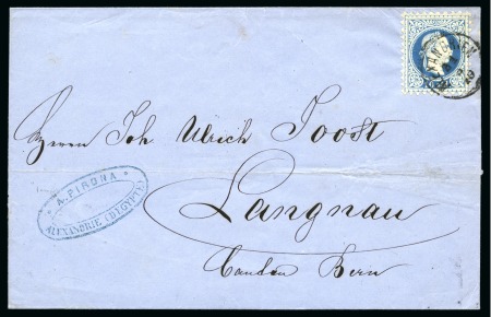 Stamp of Egypt » Austrian Post Offices » Alexandria 1879 (31.3) Folded cover to Langnau, Switzerland, franked 1876 10 s. tied ALEXANDRIEN/31.3.79 thimble circular datestamp