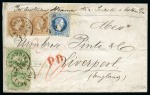 Stamp of Egypt » Austrian Post Offices » Alexandria 1870 (23.10) Folded cover carried at double rate of 46 soldi from Alexandria to Liverpool, England