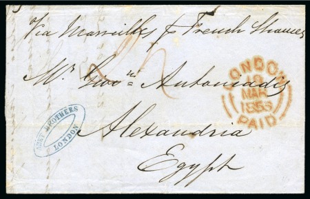 Stamp of Egypt » British Post Offices » Alexandria 1853 (19.3) Incoming letter from London to Alexandria