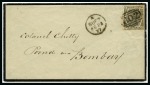 Stamp of Egypt » British Post Offices » Suez 1877 (23.2) Mourning letter from Suez to Bombay, franked Great Britain 6d plate 15