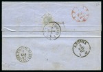 Stamp of Egypt » Italian Post Offices » Alexandria 1863 (28.5) Folded stampless cover from the Austrian Post Office in Alexandria to Livorno, via Ancona & Florence, bearing ALEXANDRIEN /28.5 cds in blue, sent by Italian steamer and bearing a fine strike of the extremely 