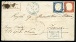 Stamp of Egypt » Italian Post Offices » Alexandria 1863 (3.4) Envelope from Cairo to Florence, initially consigned to the “European Post” at Cairo, with “Posta Europea / Cairo” cds in centre, being subsequently transferred to the Italian P.O. at Alexandria, following pay