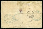 Stamp of Egypt » Italian Post Offices » Alexandria 1863 (4.9) Incoming combination folded cover to Cairo, franked by Sardinia 1855-61 40 c. pair and transferred to Posta Europea in Egypt