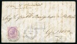 Stamp of Egypt » Italian Post Offices » Alexandria 1866 (7.3) Folded lettersheet from Alexandria to Genoa with 60c lilac tied by “ALESSANDRIA D’EGITTO/ POSTE ITALIANE” cds 