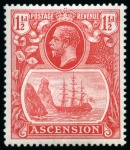 Stamp of Ascension » King George V 1924-33 1 1/2d Rose-Red mint lh showing variety "torn flag"