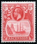 Stamp of Ascension » King George V 1924-33 1 1/2d Rose-Red mint lh showing variety "torn flag"