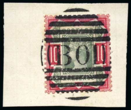 Stamp of Great Britain » 1855-1900 Surface Printed » 1887-1900 Jubilee Issue & 1891 £1 Green 1890 10d. "Jubilee" Colour Trials, A magnificent piece