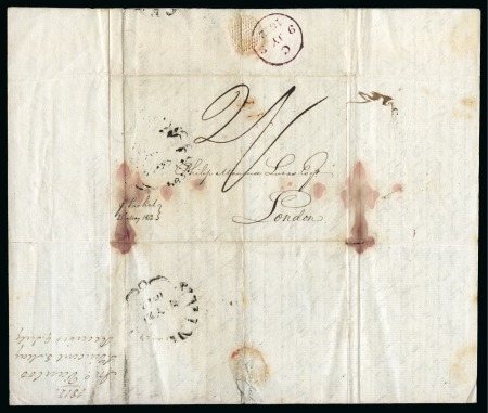 Stamp of St. Vincent 1812 Entire letter from St. Vincent with interesting contents giving a detailed account of the eruption of La Soufrière 