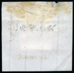 Stamp of Labuan 1882 Essay for 40c in the form of a 6c orange-brown affixed to paper with side panels deleted and manuscript changes alongside