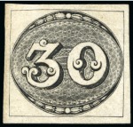 Stamp of Brazil » 1843 Bull's Eyes 1843, 30r black, intermediate impression, unused without gum