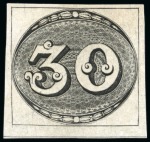 Stamp of Brazil » 1843 Bull's Eyes 1843, 30r black, early impression, unused without gum