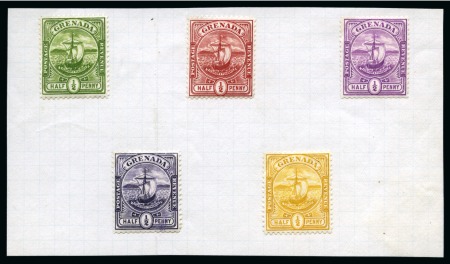 Stamp of Grenada 1906 Badge of Colony issue 1/2d group of five colour trials