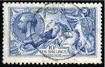 Stamp of Great Britain » King George V » 1913-19 Seahorse Issues 1913 Waterlow 5s and 1915 De La Rue 10s both with Guernsey cds