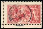 Stamp of Great Britain » King George V » 1913-19 Seahorse Issues 1913 Waterlow 5s and 1915 De La Rue 10s both with Guernsey cds