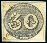 Stamp of Brazil » 1843 Bull's Eyes 1843, 30r black, worn impression, used at Campinas