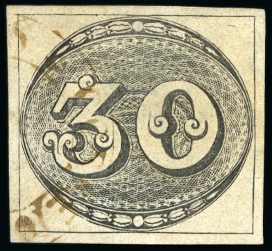 Stamp of Brazil » 1843 Bull's Eyes 1843, 30r black, worn impression, used at Campinas