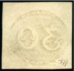 Stamp of Brazil » 1843 Bull's Eyes 1843, 30r black, early impression, blue "CORREIO GERAL DE S.PAULO" cds