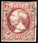 Stamp of Luxembourg 1853-58 10sg black-slate and 10sg dark rose-carmine, "ivory head" variety 
