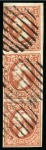 Stamp of Luxembourg 1855 1sg vermilion, vertical strip of three used