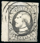 Stamp of Luxembourg 1852-58 First Issue assembly comprising 21 used stamps, including 10c essay on card