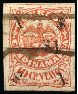 Stamp of Colombia » States - Cundinamarca 1884 "$1" surcharges on 10c red, provisional issue, used