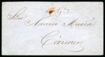Stamp of Colombia » States - Bolivar 1863-66 10c red, diagonal half used on envelope 