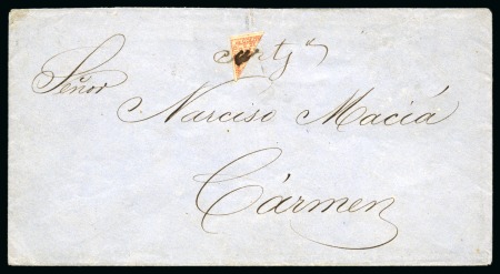 Stamp of Colombia » States - Bolivar 1863-66 10c red, diagonal half used on envelope 