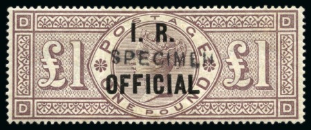 Stamp of Great Britain » Officials INLAND REVENUE: 1884-88 £1 brown-lilac, wmk Crowns, with "SPECIMEN"  type 11 overprint