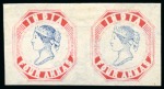 Stamp of India » 1854 Lithographs Spence 23: 4a aniline red and blue on yellowish paper in pair