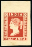 Stamp of India » 1854 Lithographs Spence 102: 1/2a red on thin yellowish unwatermarked paper, pos.8 and pos.15 singles
