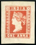 Stamp of India » 1854 Lithographs Spence 36: 1a vermilion on yellowish paper