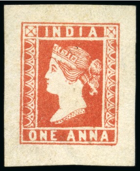 Stamp of India » 1854 Lithographs Spence 36: 1a vermilion on yellowish paper