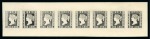 Stamp of India » 1854 Lithographs Spence 44: 1a black on yellowish card in complete horizontal strip of eight