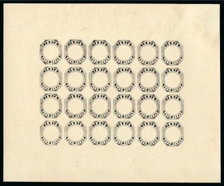 Stamp of India » 1854 Lithographs Spence 42: Frames only in black on yellowish wove paper in complete sheet of 24
