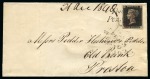 Stamp of Great Britain » Coloured Maltese Cross Cancellations 1840 1d Black pl.7 TF tied to wrapper from Poulston to Preston by "Poulston / Penny Post" handstamp and MAGENTA Maltese Cross