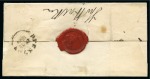 Stamp of Great Britain » Coloured Maltese Cross Cancellations 1840 1d Black pl.7 TF tied to wrapper from Poulston to Preston by "Poulston / Penny Post" handstamp and MAGENTA Maltese Cross