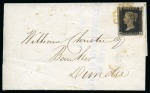 Stamp of Great Britain » Coloured Maltese Cross Cancellations 1840 1d Black pl.2 QJ tied to 1840 (Dec 6) entire from Anstruther (Fife, Scotland) by Maltese Cross in distinctive shade of bistre 