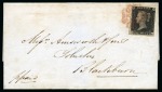 Stamp of Great Britain » 1840 1d Black and 1d Red plates 1a to 11 1840 1d Black pl.6 KE, state 2, tied to 1841 (Feb 6) wrapper from Preston to Blackburn (Lancashire) by PALE MAGENTA Maltese Cross