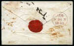 Stamp of Great Britain » 1840 1d Black and 1d Red plates 1a to 11 1840 1d Black pl.6 KI, good to huge margins, tied to 1840 (Aug 16) envelope to Hamilton (Scotland) redirected with a further 1d black