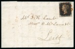 Stamp of Great Britain » Coloured Maltese Cross Cancellations 1840 1d Black pl.6 SC tied to 1840 (Nov 18) wrapper from Kirkcaldy to Leith (Scotland) by crisp ORANGE Maltese Cross