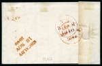 Stamp of Great Britain » Coloured Maltese Cross Cancellations 1840 1d Black pl.6 SC tied to 1840 (Nov 18) wrapper from Kirkcaldy to Leith (Scotland) by crisp ORANGE Maltese Cross