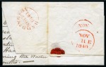 Stamp of Great Britain » 1840 1d Black and 1d Red plates 1a to 11 1840 1d Black pl.5 KC tied to 1840 (Nov 11) entire from Haddington to Queensferry (Scotland) by crisp salmon pink Maltese Cross