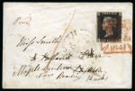 Stamp of Great Britain » 1840 1d Black and 1d Red plates 1a to 11 1840 1d Black pl.6 JF tied to 1841 (Jan 27) envelope from Cosham (Hampshire) to London tied by red Maltese Cross and Vere Street "MC" ds