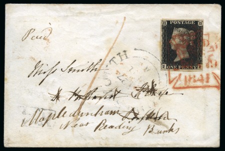 Stamp of Great Britain » 1840 1d Black and 1d Red plates 1a to 11 1840 1d Black pl.6 JF tied to 1841 (Jan 27) envelope from Cosham (Hampshire) to London tied by red Maltese Cross and Vere Street "MC" ds