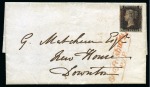 Stamp of Great Britain » 1840 1d Black and 1d Red plates 1a to 11 1840 1d Black pl.5 QH, close to good margins, on 1840 (Dec 31) entire with "Shaftesbury / Py P." hs below